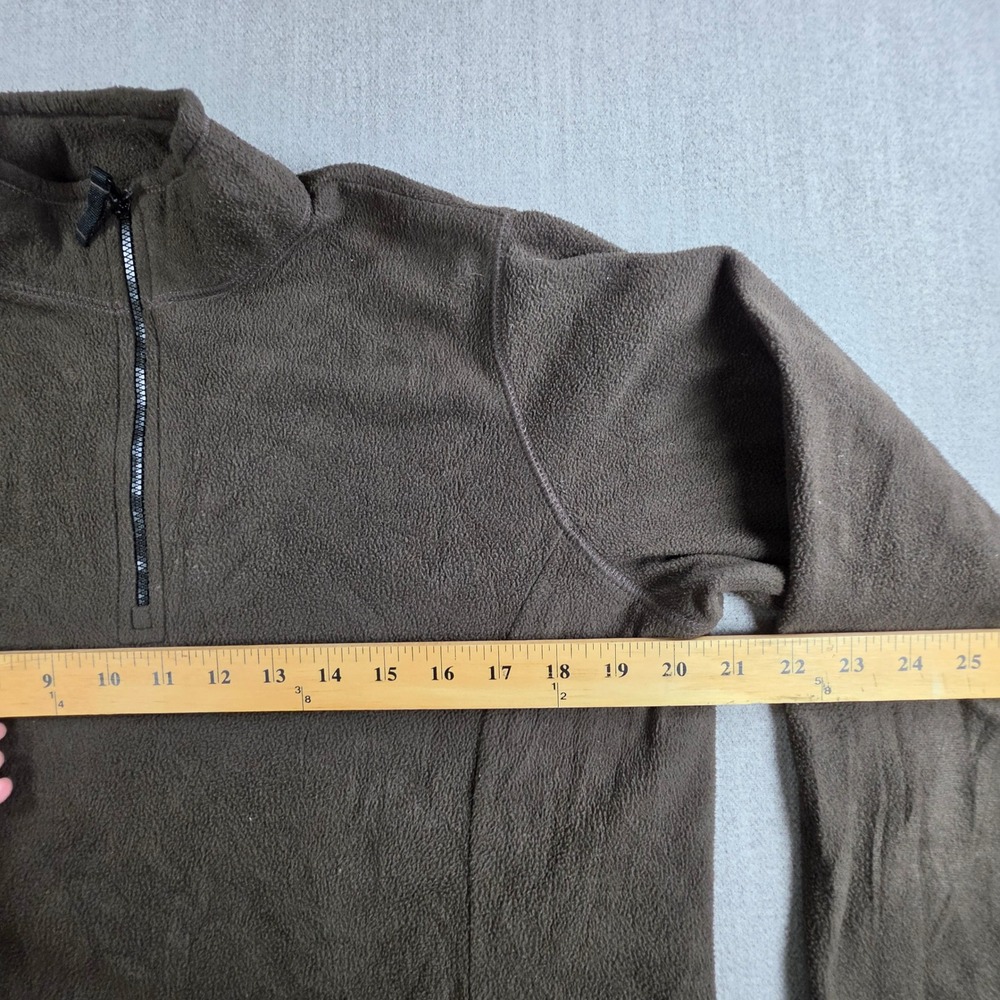 Lands' End Fleece Pullover Men Small Brown Quarter Zip Mock Neck Jacket - Picture 6 of 16